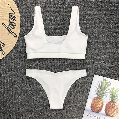 Swimsuit 2019 Hot Micro Bikini Sexy Girl Pure Red White Vest Bathing Suit Two Piece Set Women