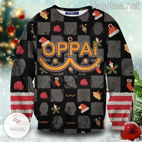 Saitamas Face One Punch Man Xmas Ugly Christmas Sweater Tagotee