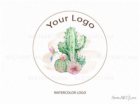 Premade Watercolor Cactus Logo Succulent Custom Logo Desert Etsy