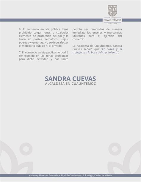 Alcald A Cuauht Moc On Twitter Bolet N Sandra Cuevas Presenta