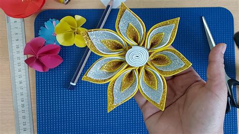 How To Make Beautiful Easy Gliter Foam Flower Paper Craft Easy Flower