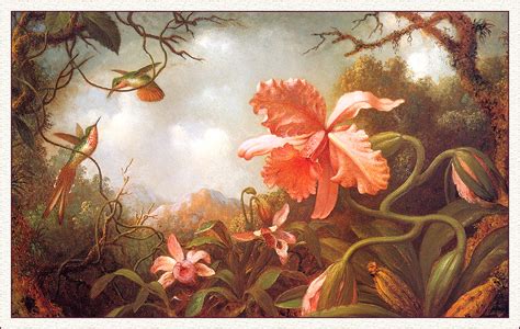 Bs Flo Martin Johnson Heade Two Hummingbirds And Two Varieties Of