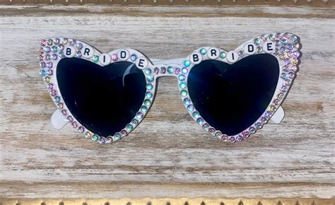 Bedazzled Rhinestone Bride Sunglasses Heart Sunglasses Bachelorette Sunglasses Bride Accessories