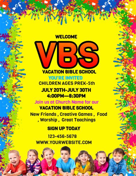 Copy Of Yellow Maximalist Vbs Flyer Us Letter Postermywall