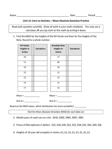 Fillable Online Mean Absolute Deviation Definition Formula Solved