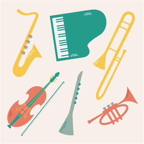 Vector Conjunto De Musical Jazz Instrumentos Dibujado En Dibujos