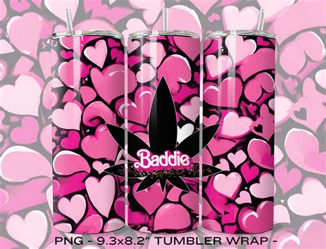 Pink Baddie Black Weed Leaf Girly Stoner Tumbler Wrap Png 420 Girl 420