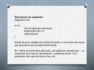 Estructuras De Control En Php Ppt