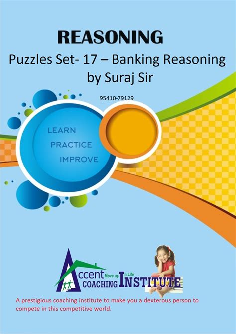 Puzzles Set 17 Banking Reasoning Suraj Sir Accent Institute Hisar