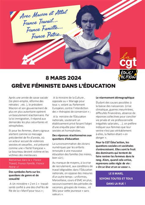 8 Mars 2024 Grève Féministe Dans Léducation