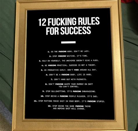 12 Fucking Rules For Success Entrepreneur Art Motivational Etsy