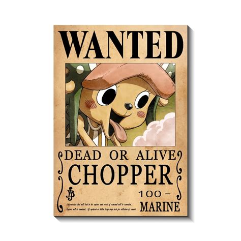 Placa Decorativa One Piece Cartaz Procurado Chopper Poster Wanted