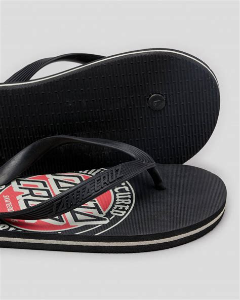 Shop Santa Cruz Mfg Club Flip Flop Thongs In Black Fast Shipping