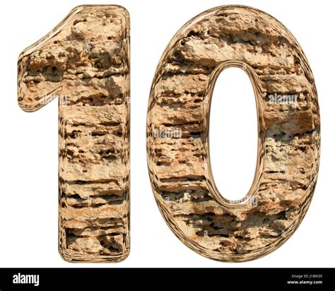 numeral  ten isolated  white natural limestone  illustration
