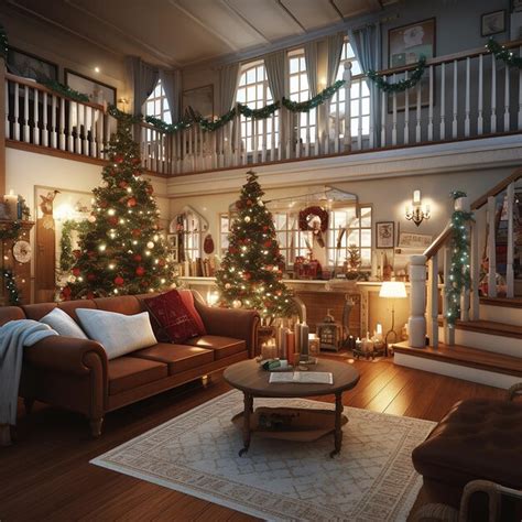 Premium AI Image | The interior of a house with christmas decorations