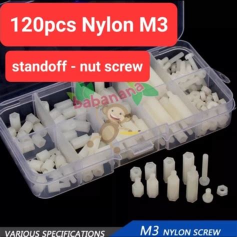 Jual Pcs White Nylon M Hex Screw Standoff Spacer Set Baut Mur Kit