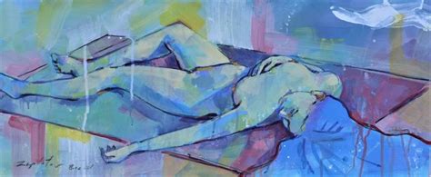 Blue Nude Painting By Raymond Zaplatar Saatchi Art