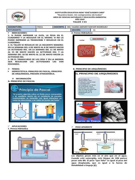 Fisica 11 Principio De Pascal Y Arquimedes Pdf Flotabilidad Densidad