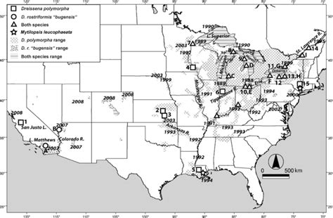 3 Current distribution and dates of rst report of zebra mussels and... | Download Scientific Diagram