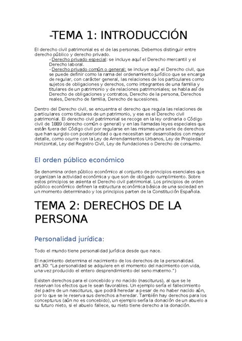 TEMA 1 Y 2 Resumen Introducción al Derecho Civil Patrimonial TEMA 1