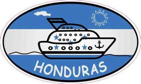 5in X 3in Flag Oval Cruise Ship Honduras Vinyl Sticker Sticker Flag