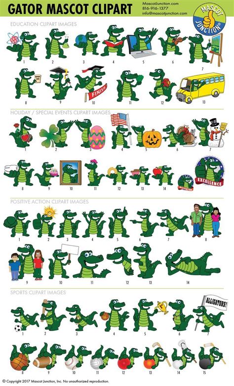 Alligator Mascot Clipart Set