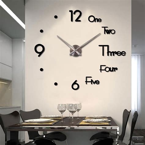 Black Silver Modern Diy Big Number D Wall Clock Modern Design D Wall