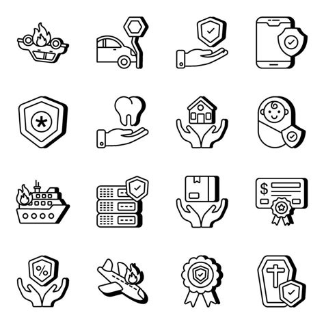 Pack Of Insurance Linear Icons Vector Art At Vecteezy