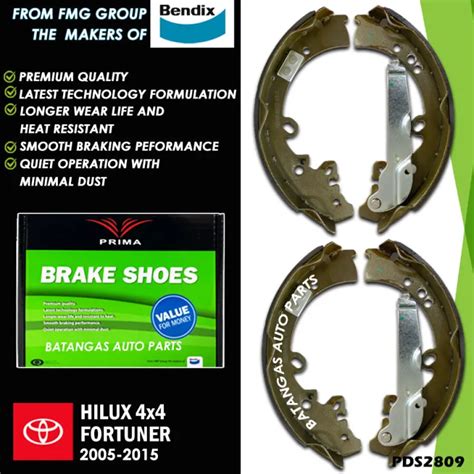 BRAKE SHOE TOYOTA FORTUNER HILUX 4x4 2005 2015 1SET 4PCS PRIMA BENDIX