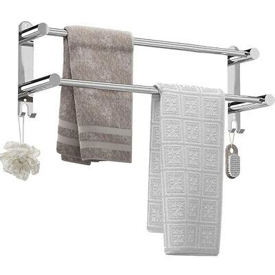 Cm Single Double Towel Rail Rack Wall Mounted Stainless Bathroom