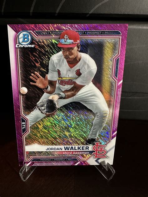 2021 Jordan Walker Bowman Chrome Prospects Fuchsia Shimmer Refractor 57