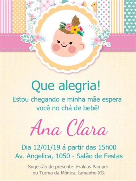 Fazer Convites de Chá bebê convite Aniversário meninaEdite Online