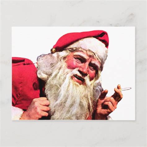 Vintage Santa Smoking Cigarette Holiday Postcard Zazzleca