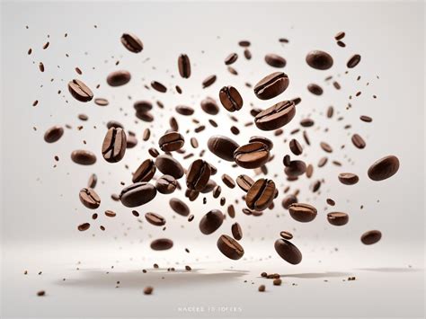 Premium Ai Image Falling Coffee Beans Isolated On A White Or