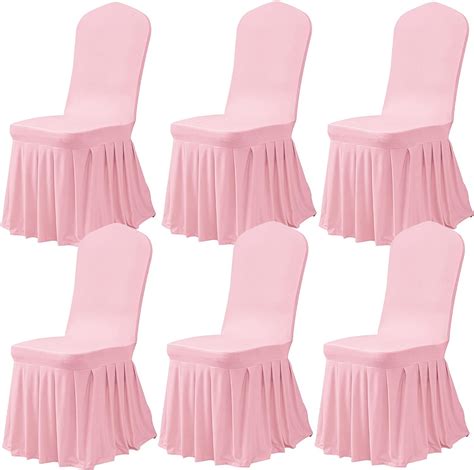 Dimatic Dining Room Chair Covers Set Of 6 Stretch Parsons Slipcovers With Skirt