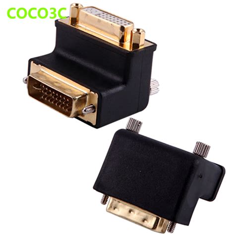 24+5 Pin DVI Male to Female Right Angle Port Cable adapter Monitor ...