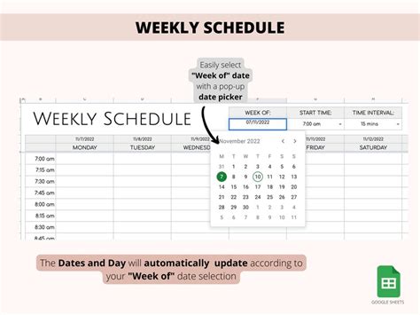 Weekly Schedule Google Sheets Daily Schedule Digital Weekly Schedule ...