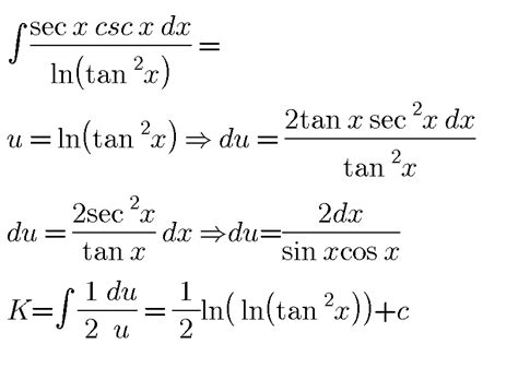Sec X Csc X Dx Ln Tan X Tinku Tara