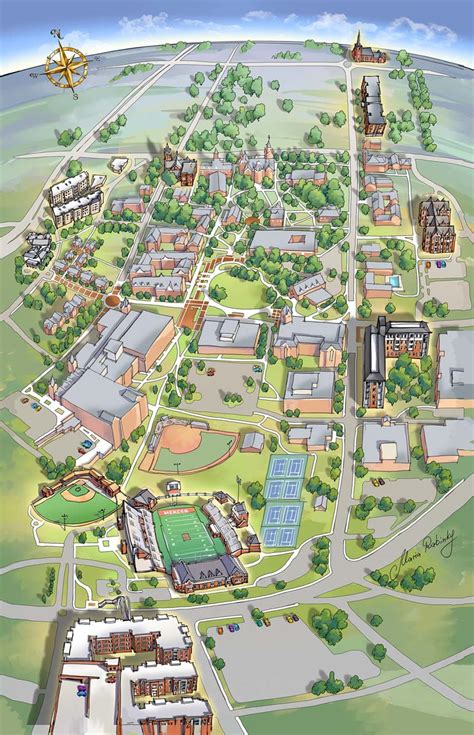 College Campus Map Illustration Campus Map Illustrated Map College