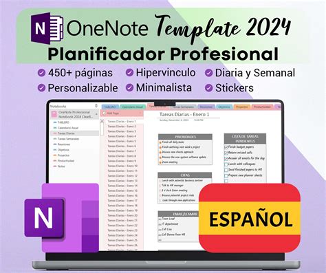 Onenote Planner 2024 Versión Español Onenote Template Plantilla De