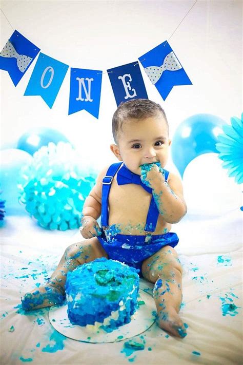 Boy Cake Smash Outfit Blue Boy Cake Smash Boy 1st Birthday Etsy