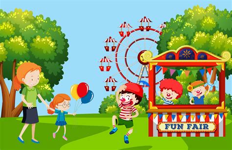 Children Visiting Fun Fair 294034 Vector Art At Vecteezy