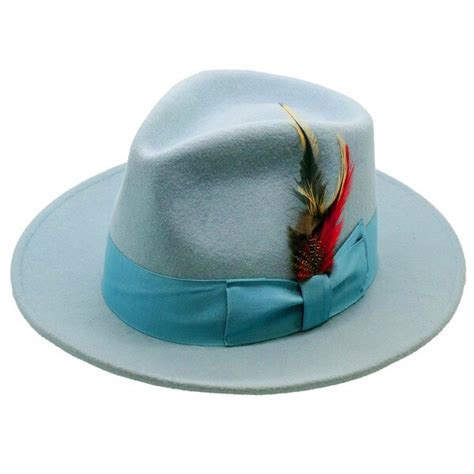 Ferrecci Mens Sky Blue Wool Fedora Hat 15825587 Shopping Great Deals On