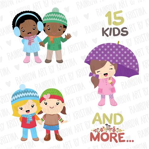 Autumn kids clip art/Season clipart/Autumn/Children | Etsy