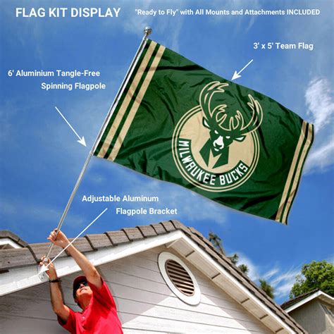 Milwaukee Bucks Flag Pole And Bracket Kit State Street Products