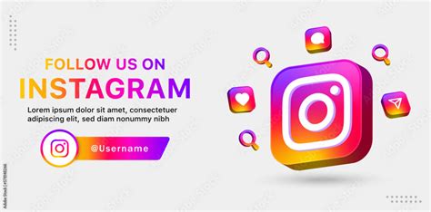 Follow Us On Instagram 3d Instagram Logo Social Media Icon