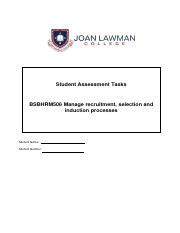 Bsbhrm Pdf Student Assessment Tasks Bsbhrm Manage Recruitment