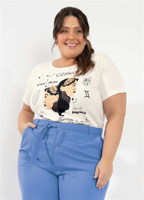 Blusa Off White do Signo Gêmeos Plus Size Marguerite