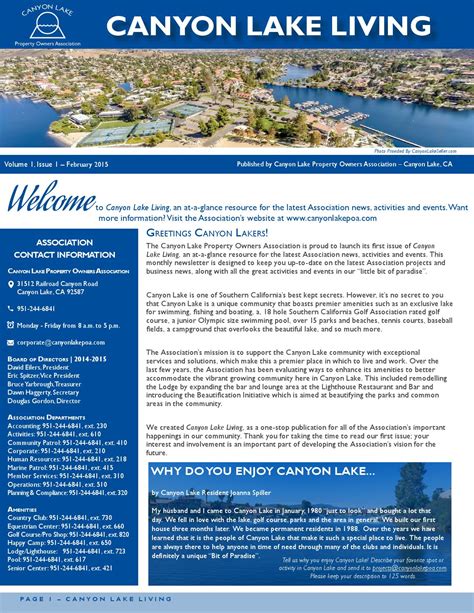 Canyon Lake Living February 2015 By Canyon Lake Property Owners