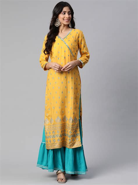 Buy Kalini Women Yellow Ethnic Motifs Printed Kurta With Sharara Kurta Sets For Women 18346338